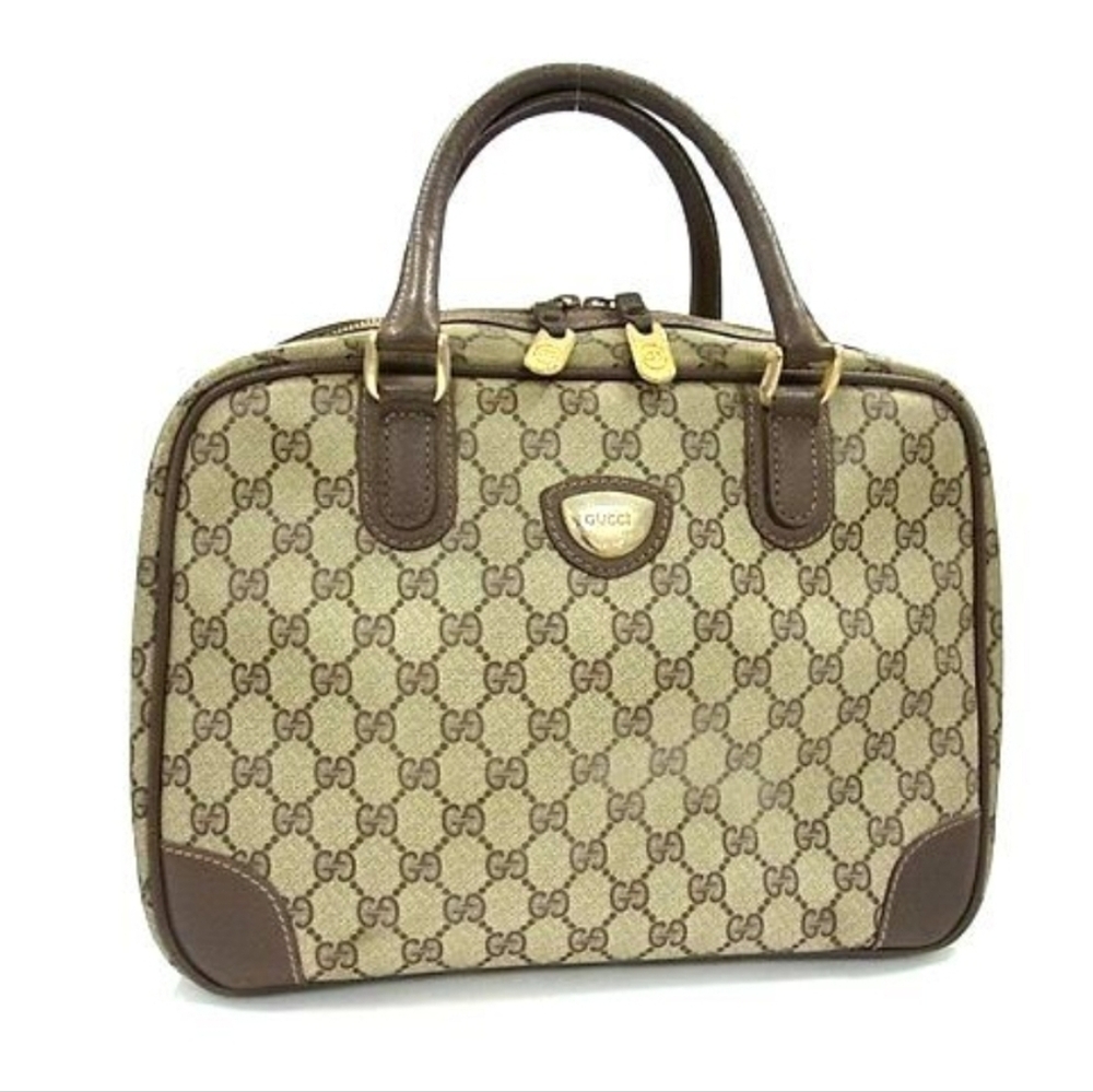 Gucci Beige and Brown GG Monogram Satchel - Picture 6 of 6